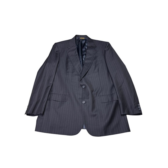 Brooks Brothers Makers Hand Tailored Dark Navy Pinstripe Blazer 46L Mens Jacket